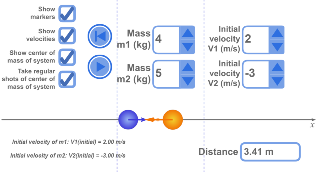 One-Dimensional Elastic Collision simulation
