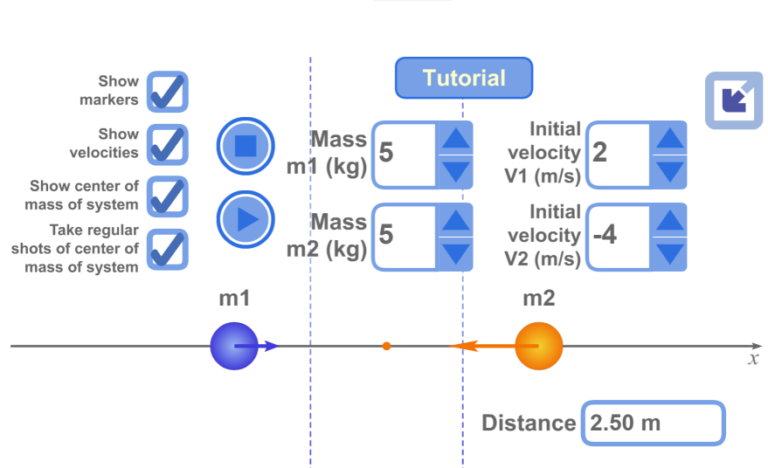 One-Dimensional Elastic Collision simulation