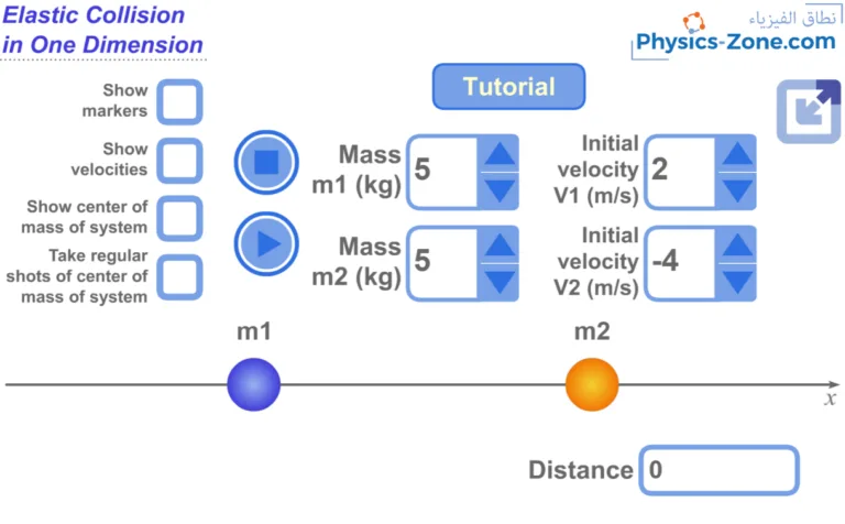 One-dimensional elastic collision simulation