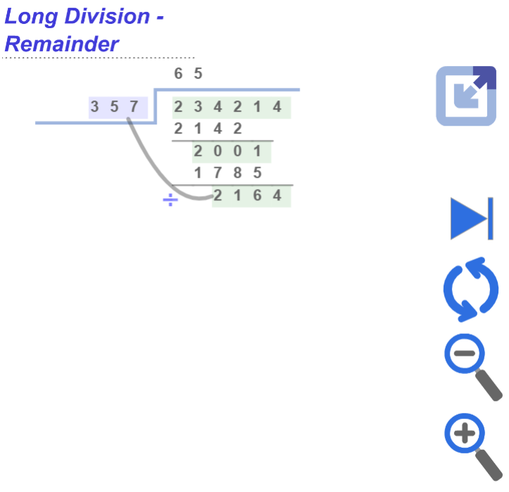 Long Division Simulation - Remainder